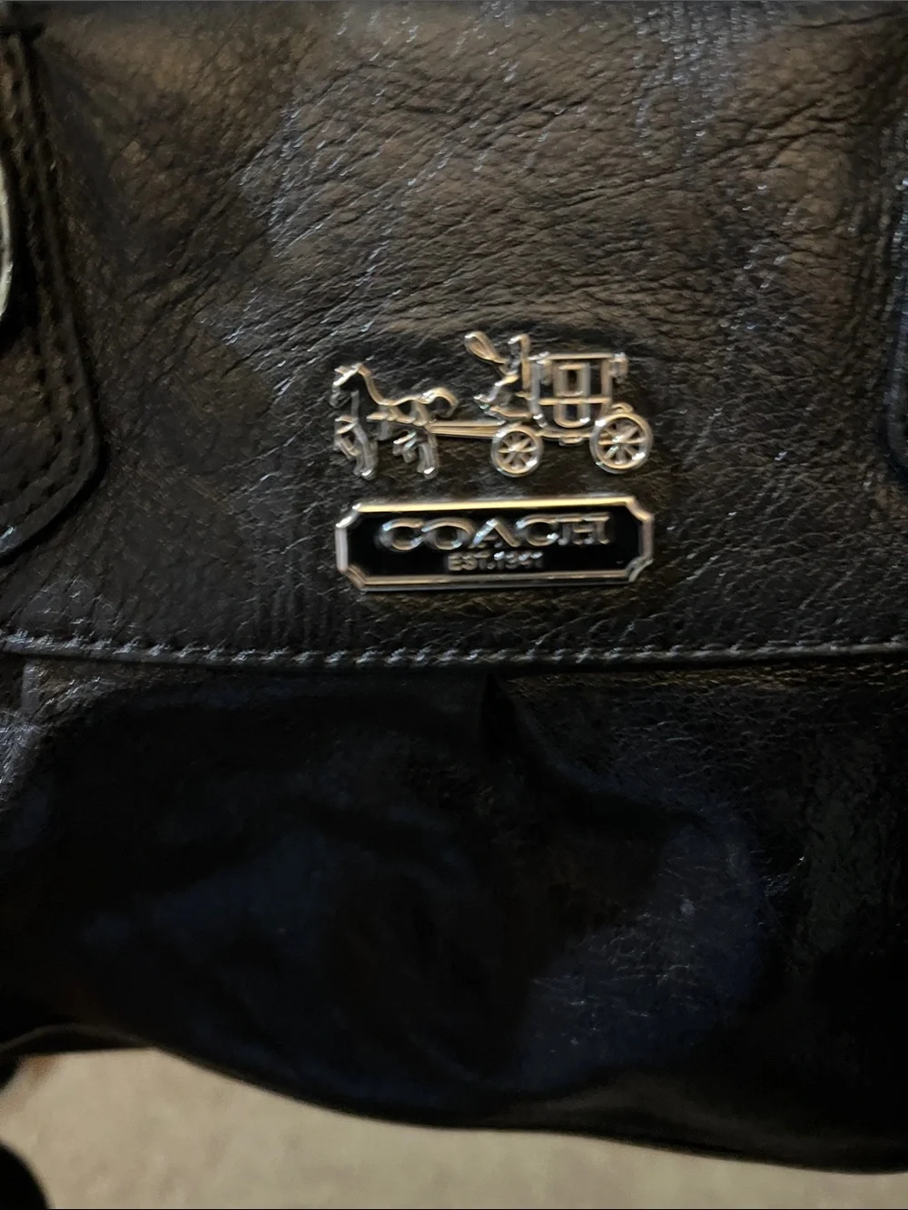 Coach Black Leather Shoulder Satchel with Silver Hardware - Picture 2 of 9